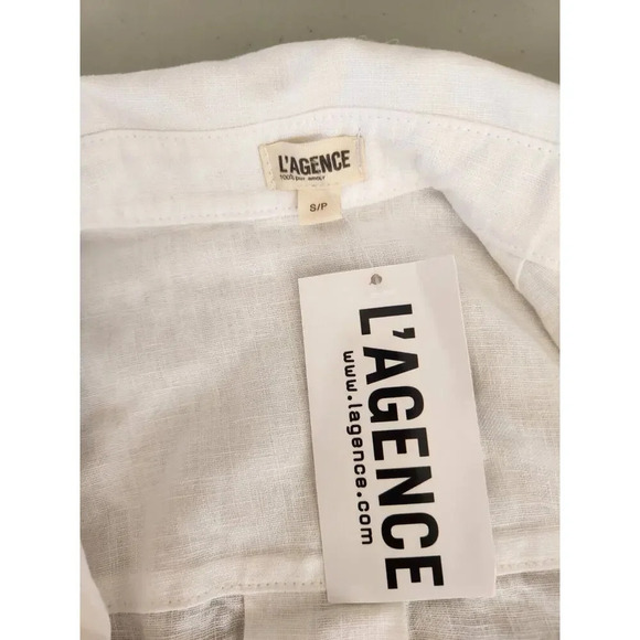 NWD L'AGENCE BELLA linen belted SHIRT DRESS Size S White #1K409 - Picture 10 of 11